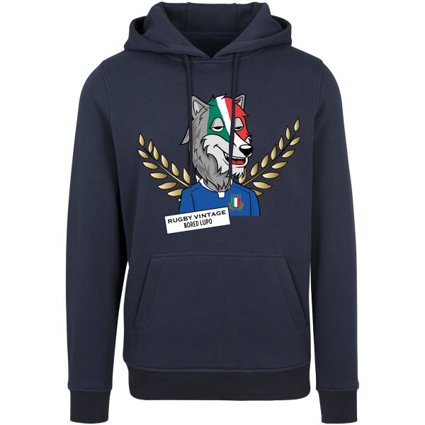 Rugby Vintage - Italië 'Bored' Lupo Hoodie - Navy