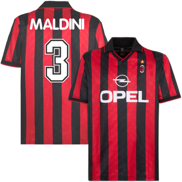 AC Milan Retro Voetbalshirt 1995-1996 + Maldini 3