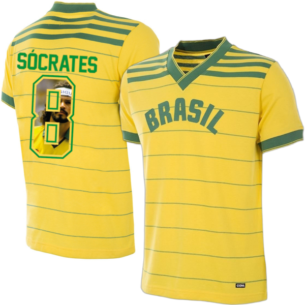 Brazilië Retro Voetbalshirt 1984 + Socrates 8 (Photo Style)