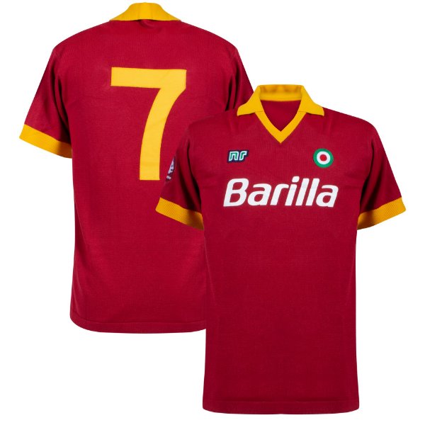NR Nicola Raccuglia - Ufficiale Maglia da Calcio AS Roma 1986-1987 + Numero 7 (Conti)