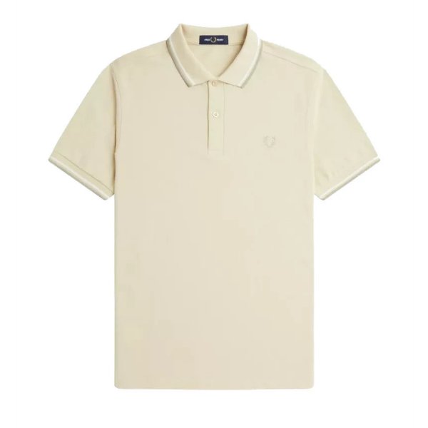 Fred Perry - Twin Tipped Poloshirt - Oatmeal/ Snow White/ Warm Grey