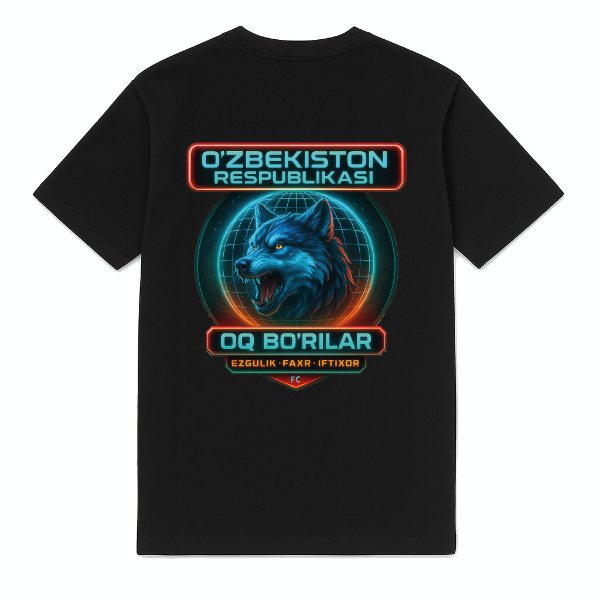 FC Eleven Uzbekistan White Wolf T-Shirt - Black